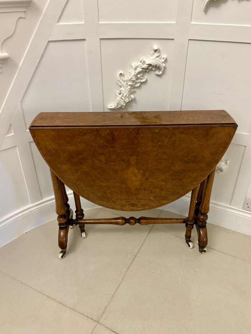 Outstanding Quality Antique Victorian Burr Walnut Sutherland Table